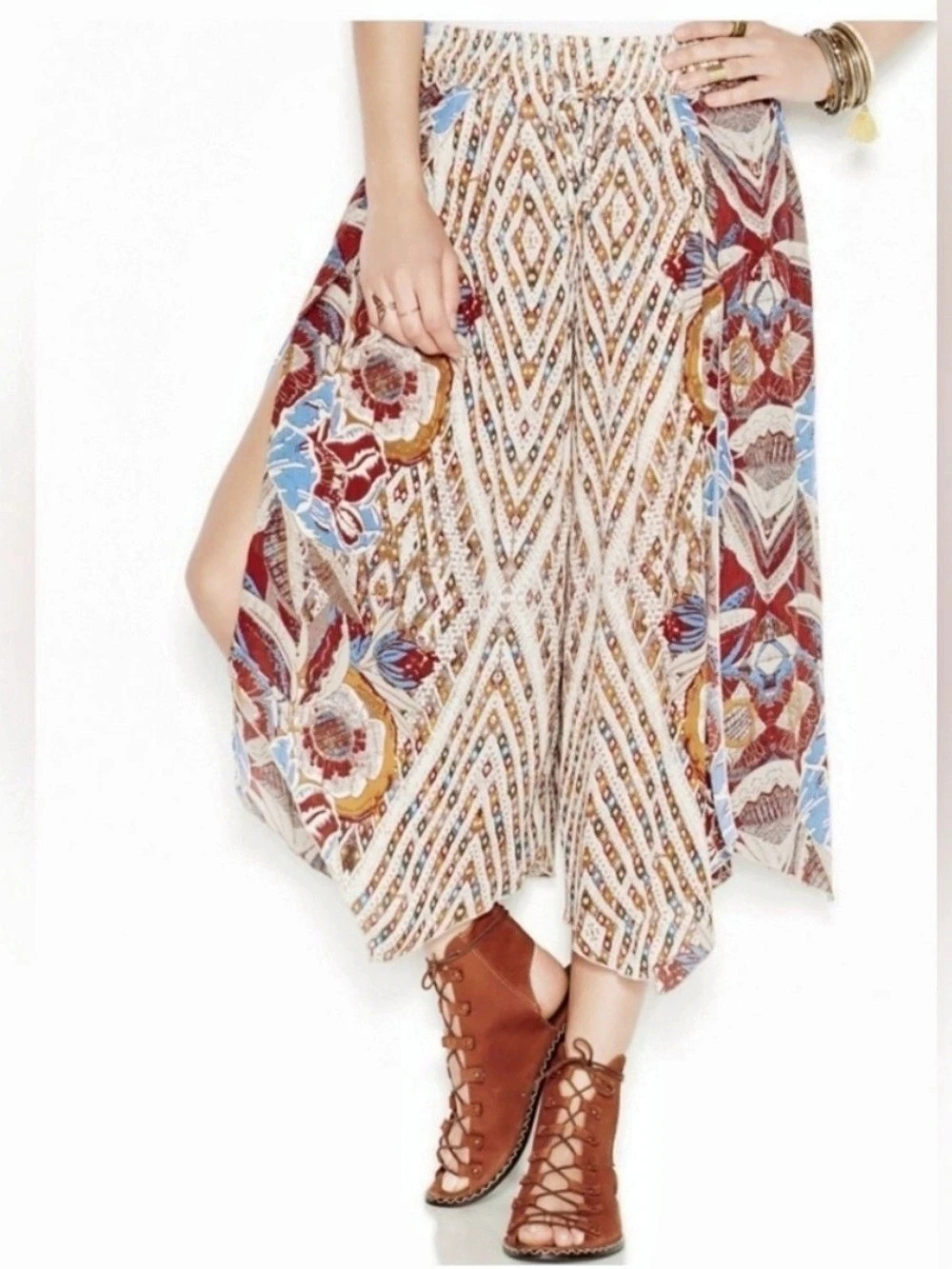 Free People Swept Away Culottes Printed Wide Leg Pants Medium